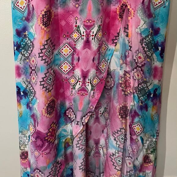 Moda Baronessa Women’s Ponce Dress S Pink 100% Silk Bohemian Colorful Artsy NWT - Picture 3 of 10